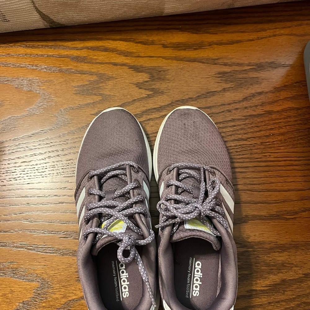 Womens Adidas tennis shoes.  Size 7 periwinkle color, only worn twice